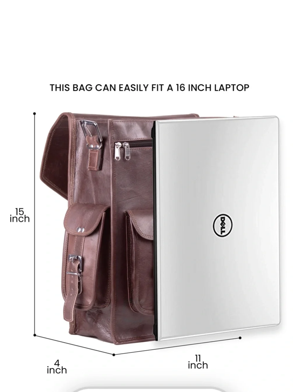 MaheTri Historic Brown Leather Backpack Messenger Bag